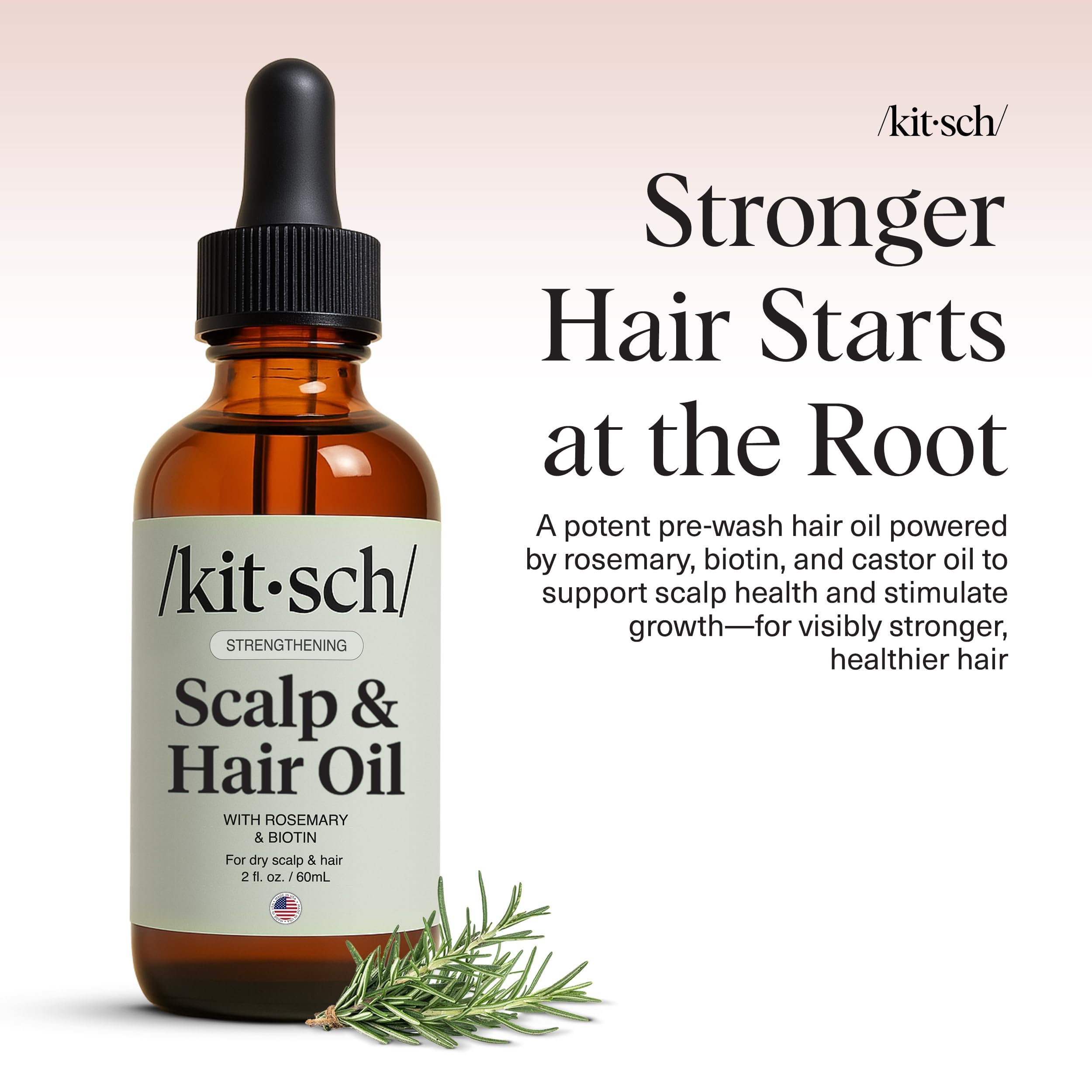 Kitsch rosemary oil scalp-application showing pre-wash treatment for dry scalp.
