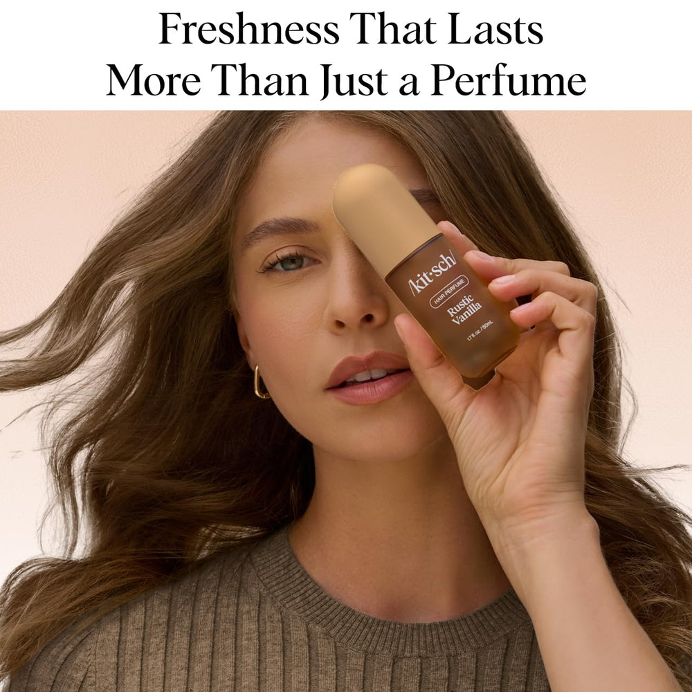 Kitsch Rustic Vanilla ingredients label emphasizes vegan, cruelty-free formula.