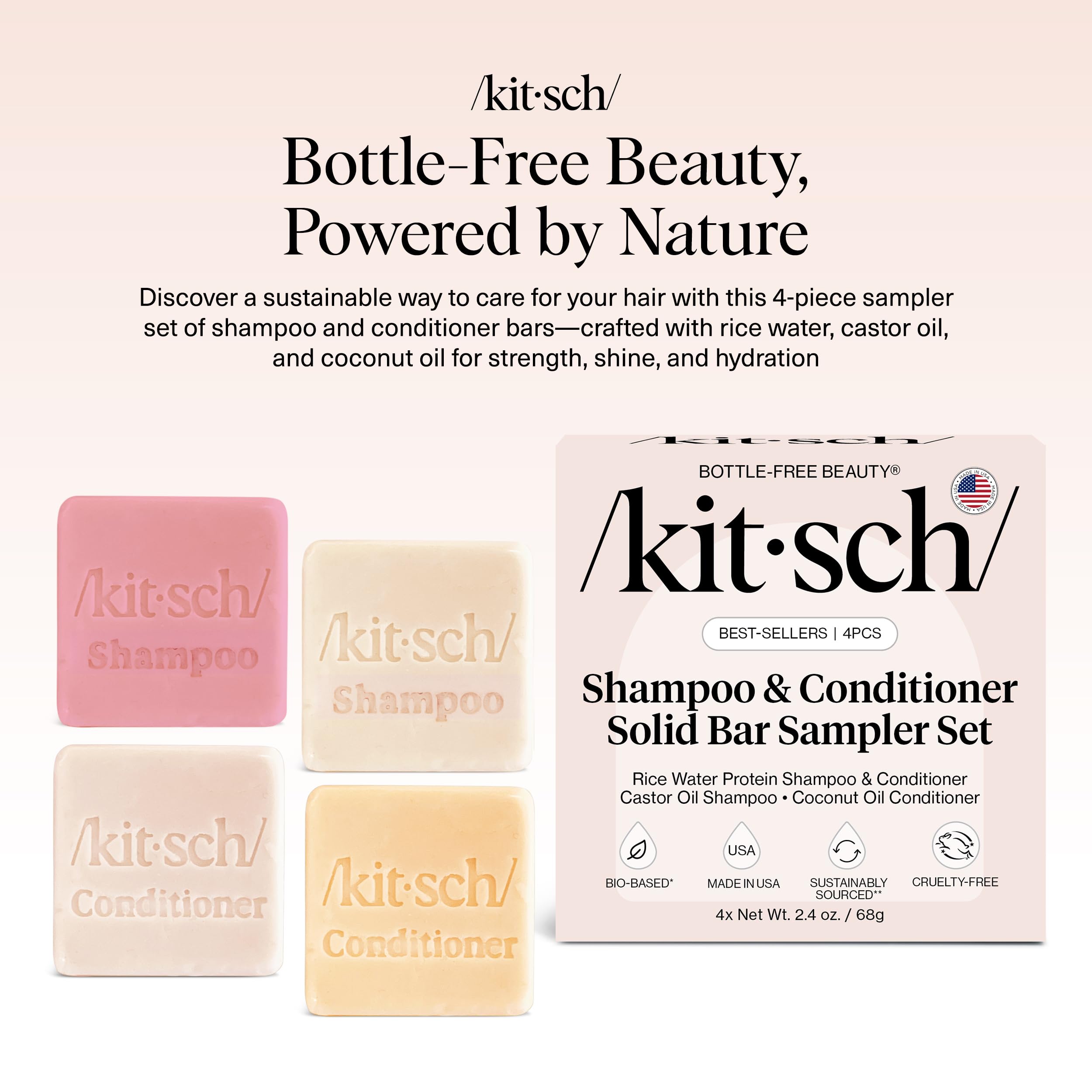 Kitsch castor oil shampoo bar provides natural slip for easier styling.
