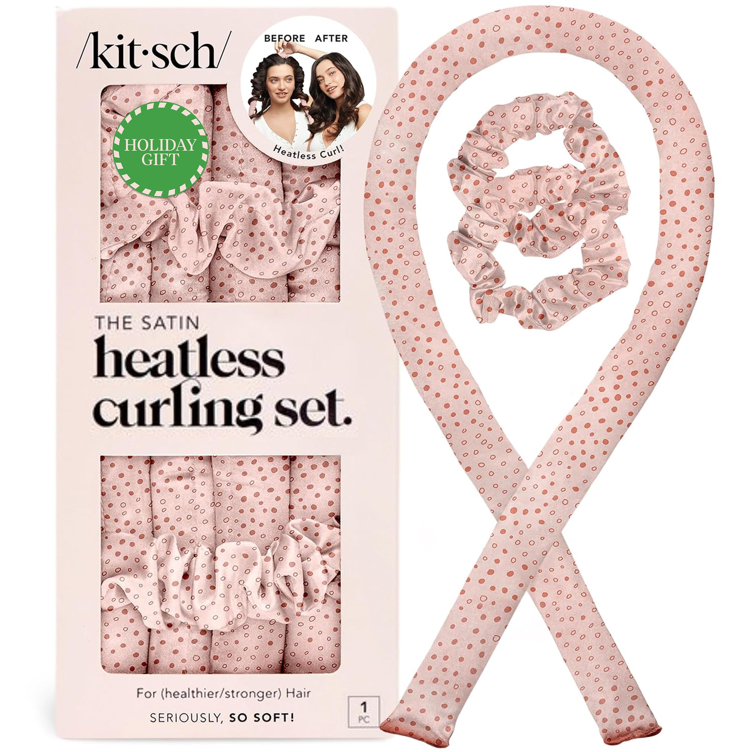 Kitsch satin heatless curling set 34-inch rod ready for overnight frizz-free curls.