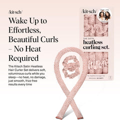 Kitsch satin heatless curling set scrunchies pair provide gentle hold for secure styling.