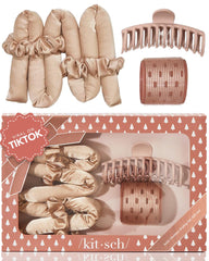 Kitsch satin heatless hair curler headband for gentle overnight curls.