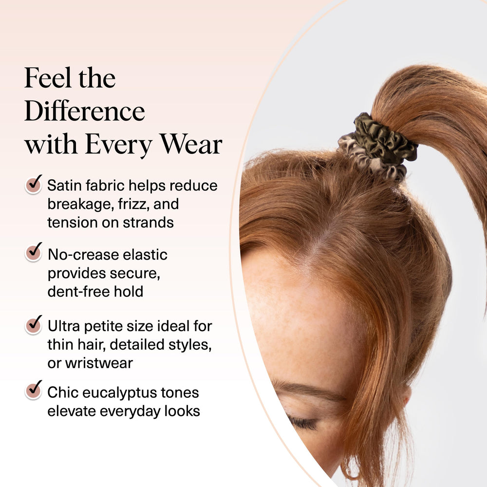 Kitsch delicate ruched satin scrunchie adds subtle, sleek wrist wear with gentle hold.