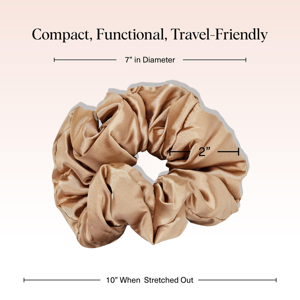 Kitsch satin scrunchies charcoal close-up showcases smooth fabric and no-crease design.