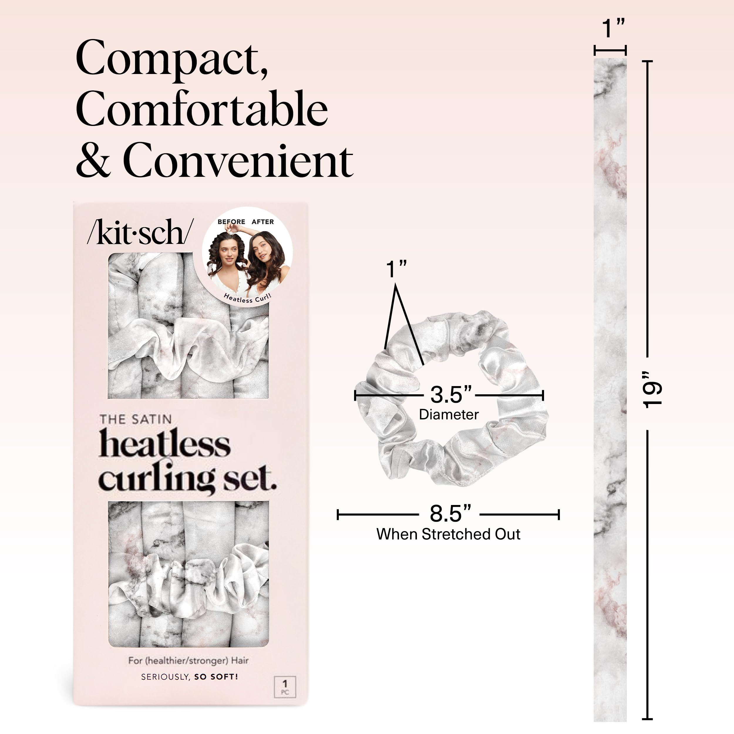 Kitsch satin scrunchies close-up with snag-free hold.