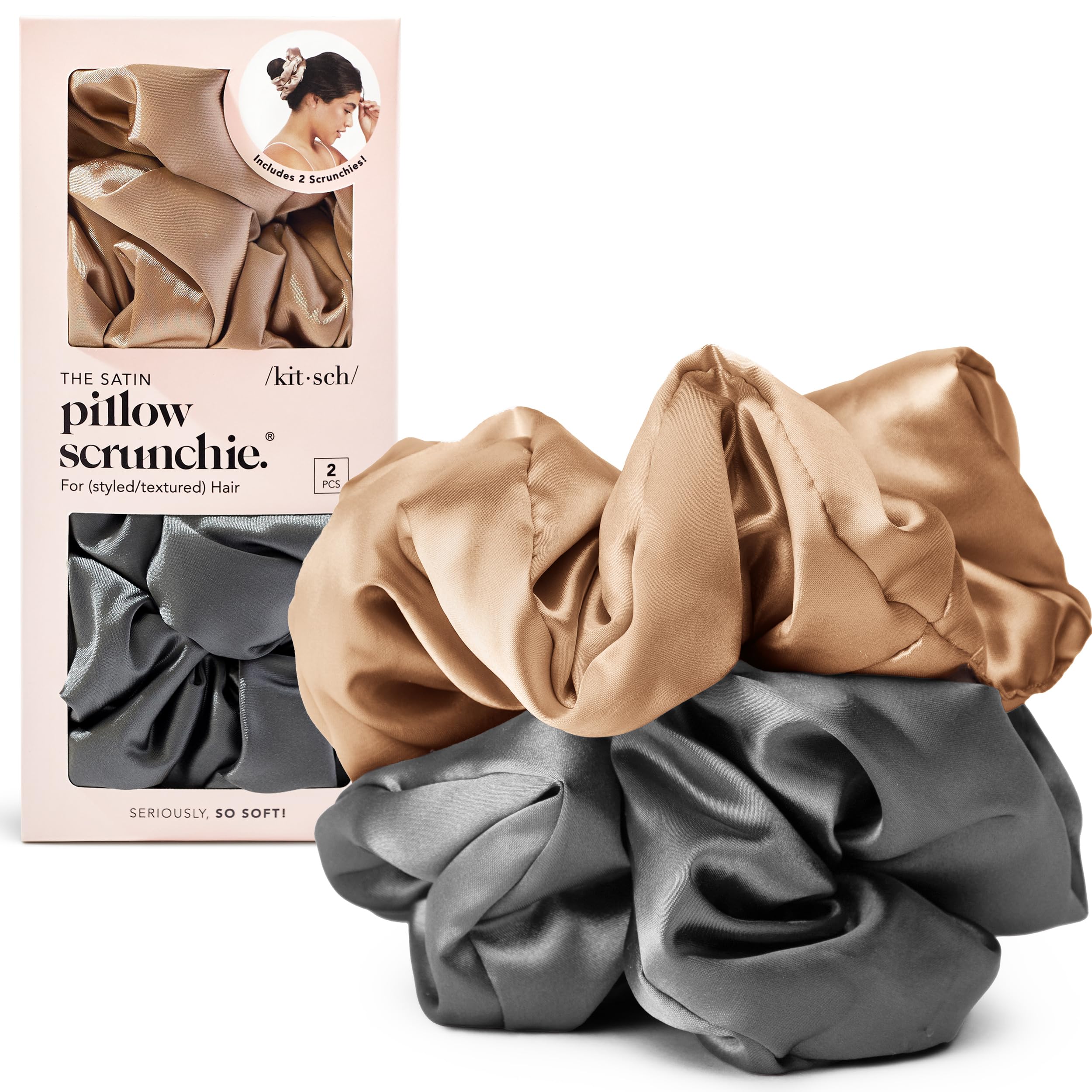 Kitsch satin scrunchies gift-ready for holidays or birthdays.
