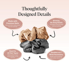 Kitsch satin scrunchies gold close-up highlights soft texture and secure hold.