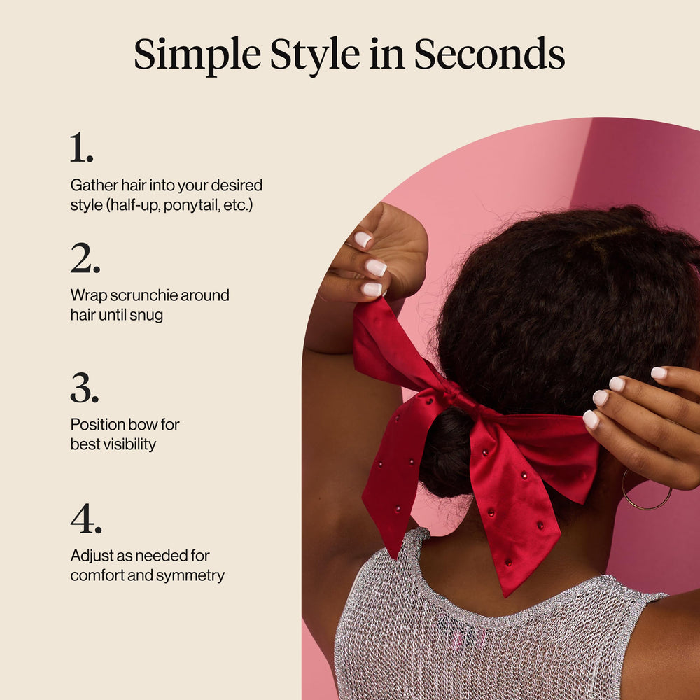 Kitsch satin scrunchies OEKO-TEX label indicates safe, sustainability-conscious fabric.