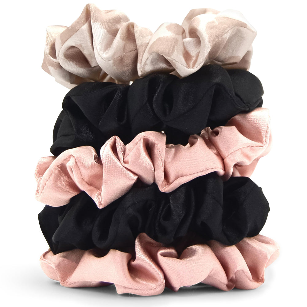 Kitsch satin scrunchies pack front view for frizz-free daily wear