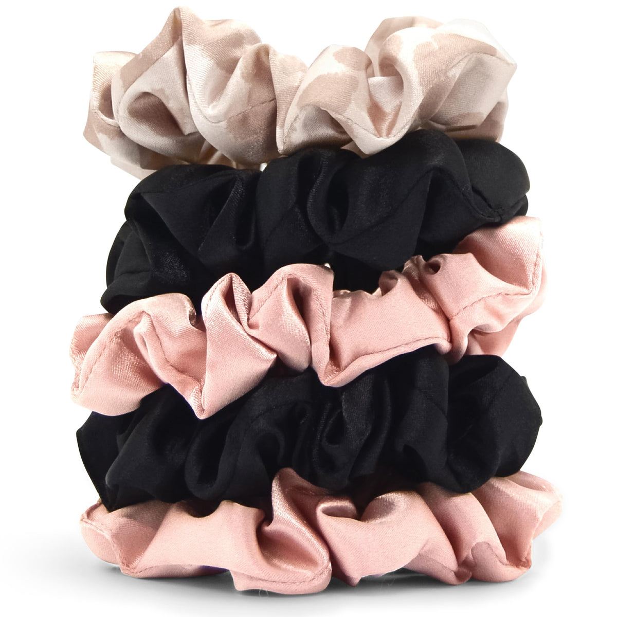 Kitsch satin scrunchies pack front view for frizz-free daily wear