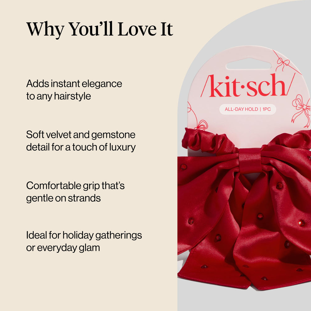 Kitsch satin scrunchies ponytail hold demonstrates secure, comfortable styling.