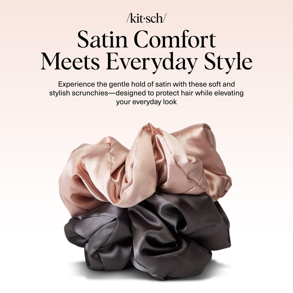 Kitsch satin scrunchies in ponytail showing secure gentle hold