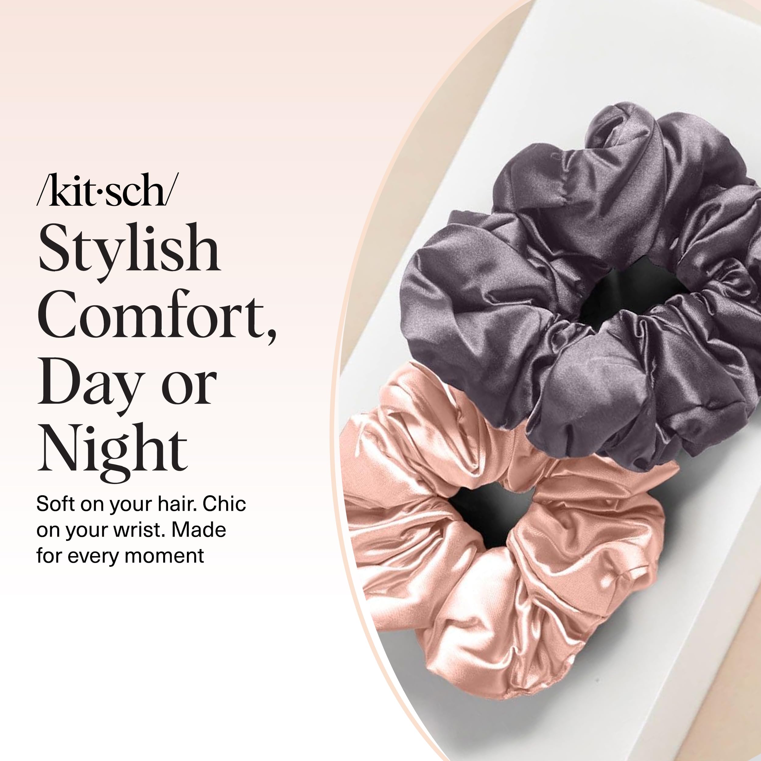 Kitsch satin scrunchies during sleep-friendly design for overnight wear