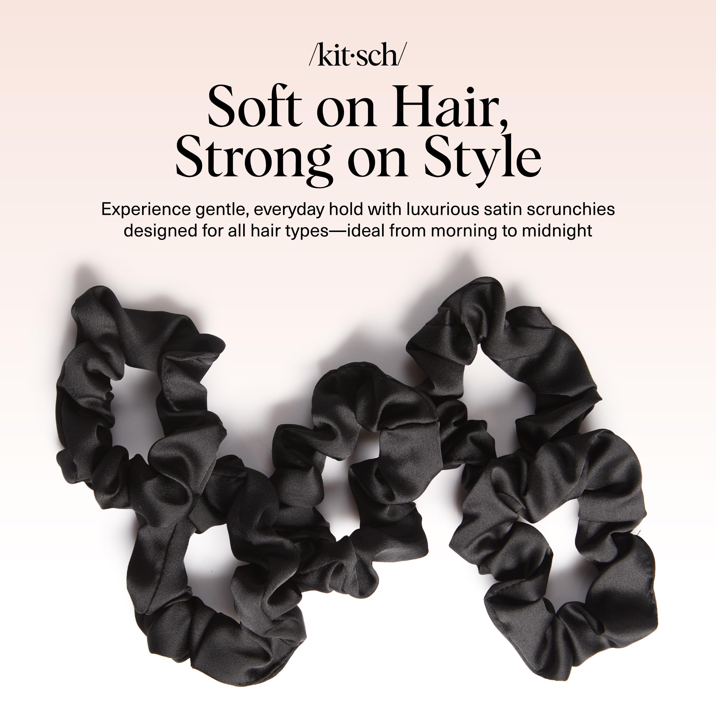 Kitsch satin scrunchies soft satin band detail highlights comfortable, stretchable fit