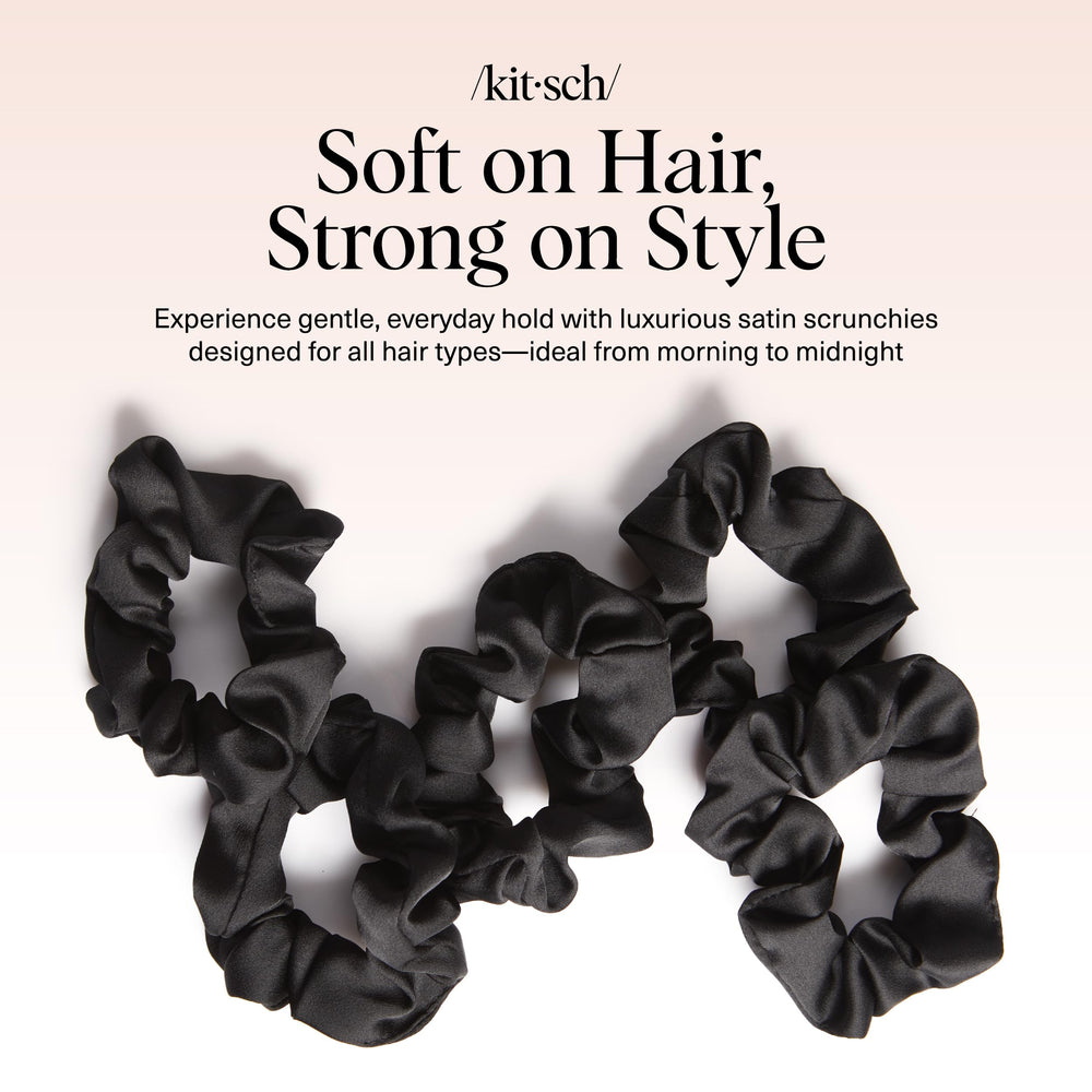 Kitsch satin scrunchies soft satin band detail highlights comfortable, stretchable fit