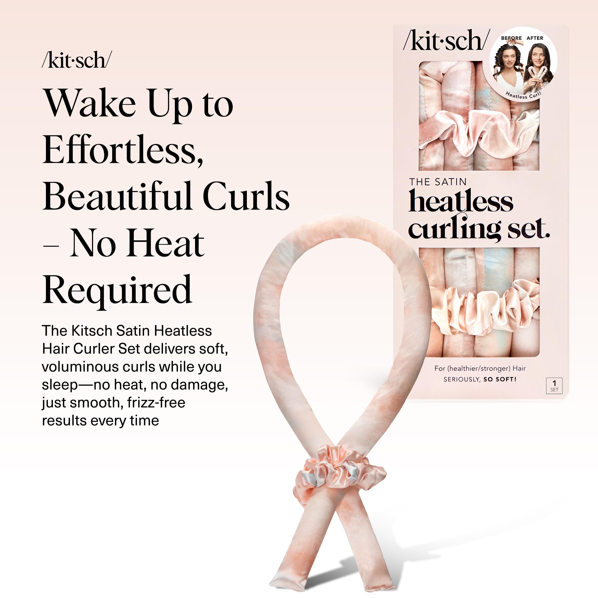 Kitsch satin scrunchies two-pack for secure, gentle hair wrapping overnight