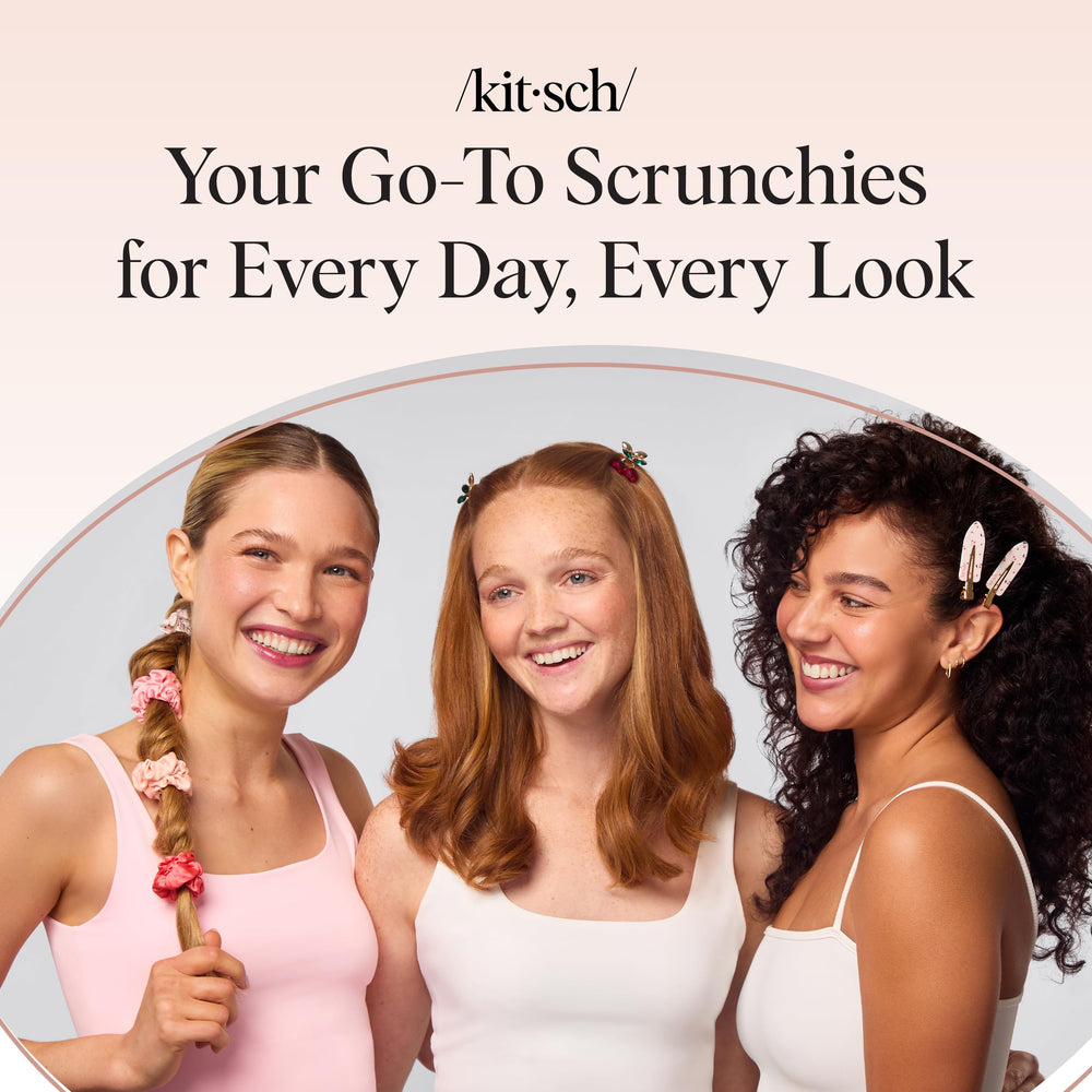 Kitsch satin scrunchies for night routine with soft, relaxed feel.