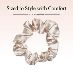 Kitsch satin scrunchies wrapped in hair showing smooth glide