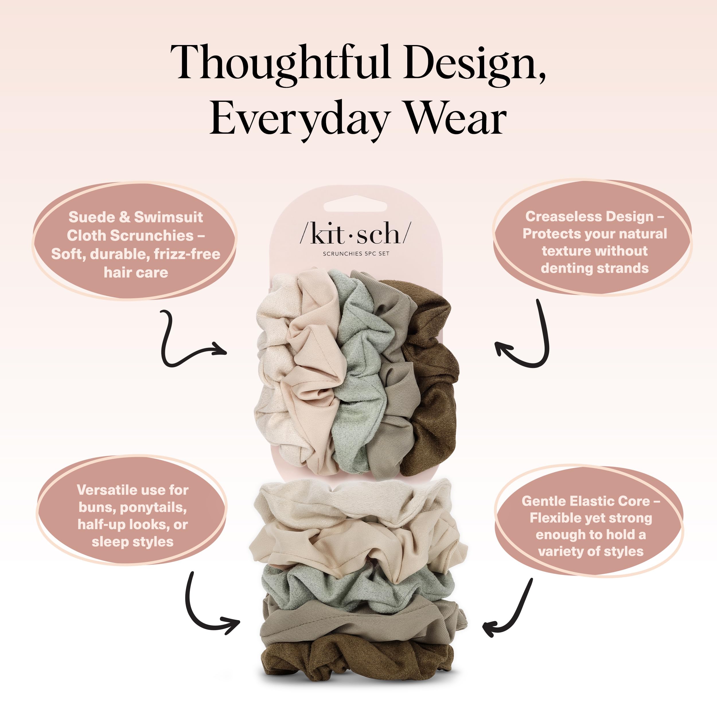 Kitsch scrunchies damage-free glide highlights hair protection