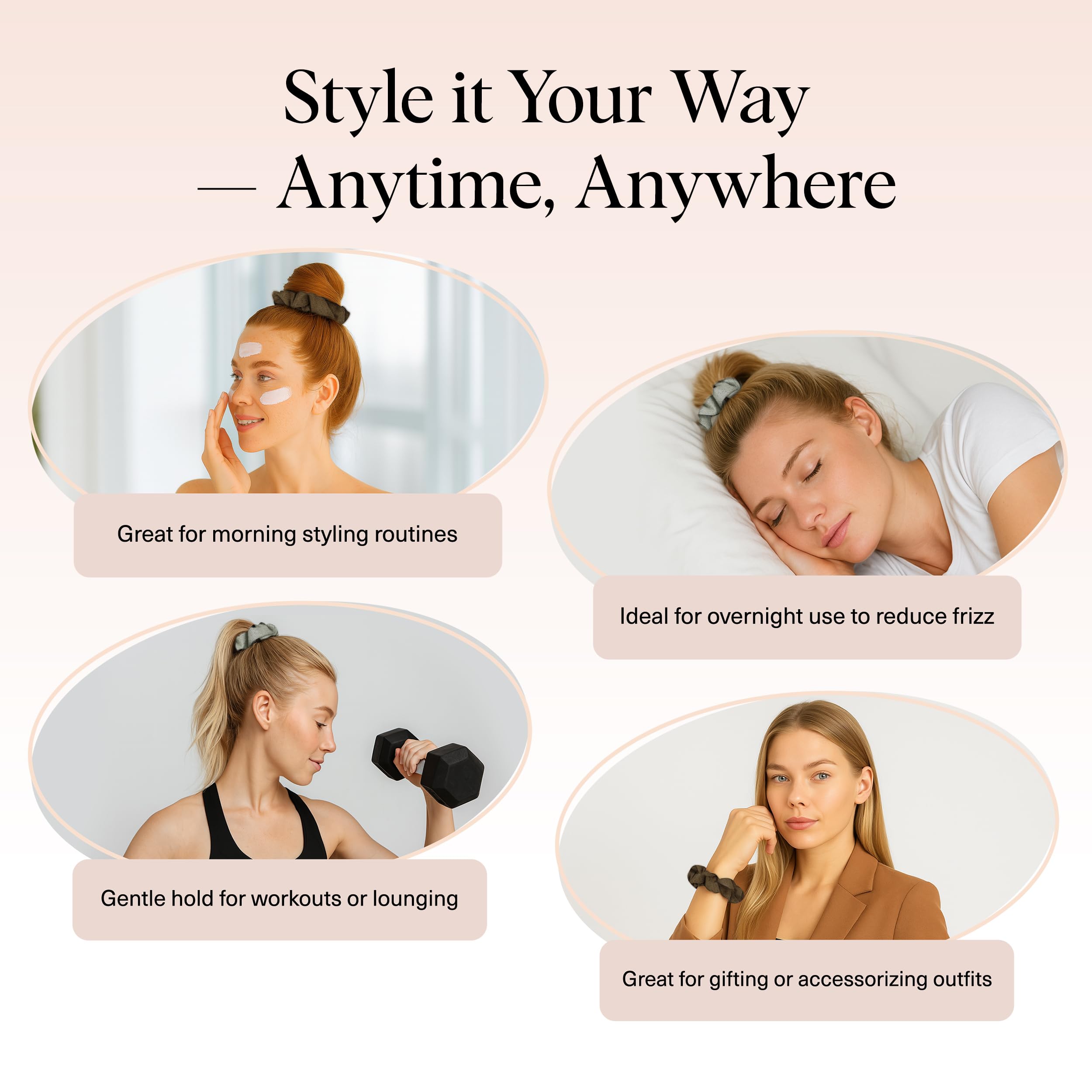 Kitsch scrunchies for thick and thin hair shows secure hold across textures