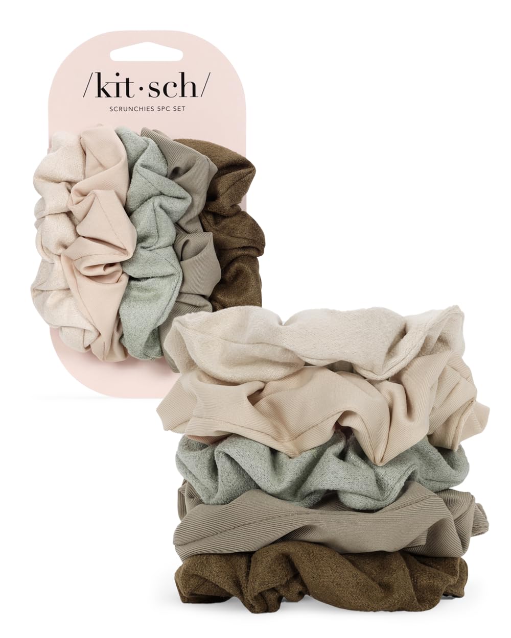 Kitsch scrunchies moss-green texture detail emphasizes premium suede feel