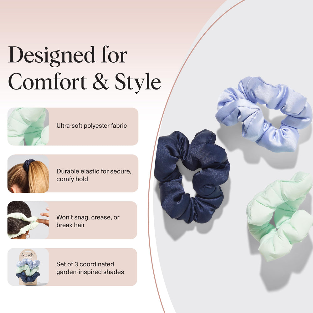 Kitsch scrunchies soft polyester close-up demonstrates comfortable fit during workouts.