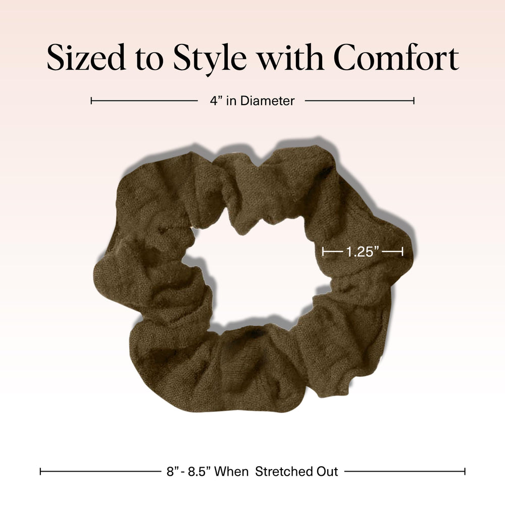 Kitsch scrunchies suede fabric closeup showing gentle glide on hair