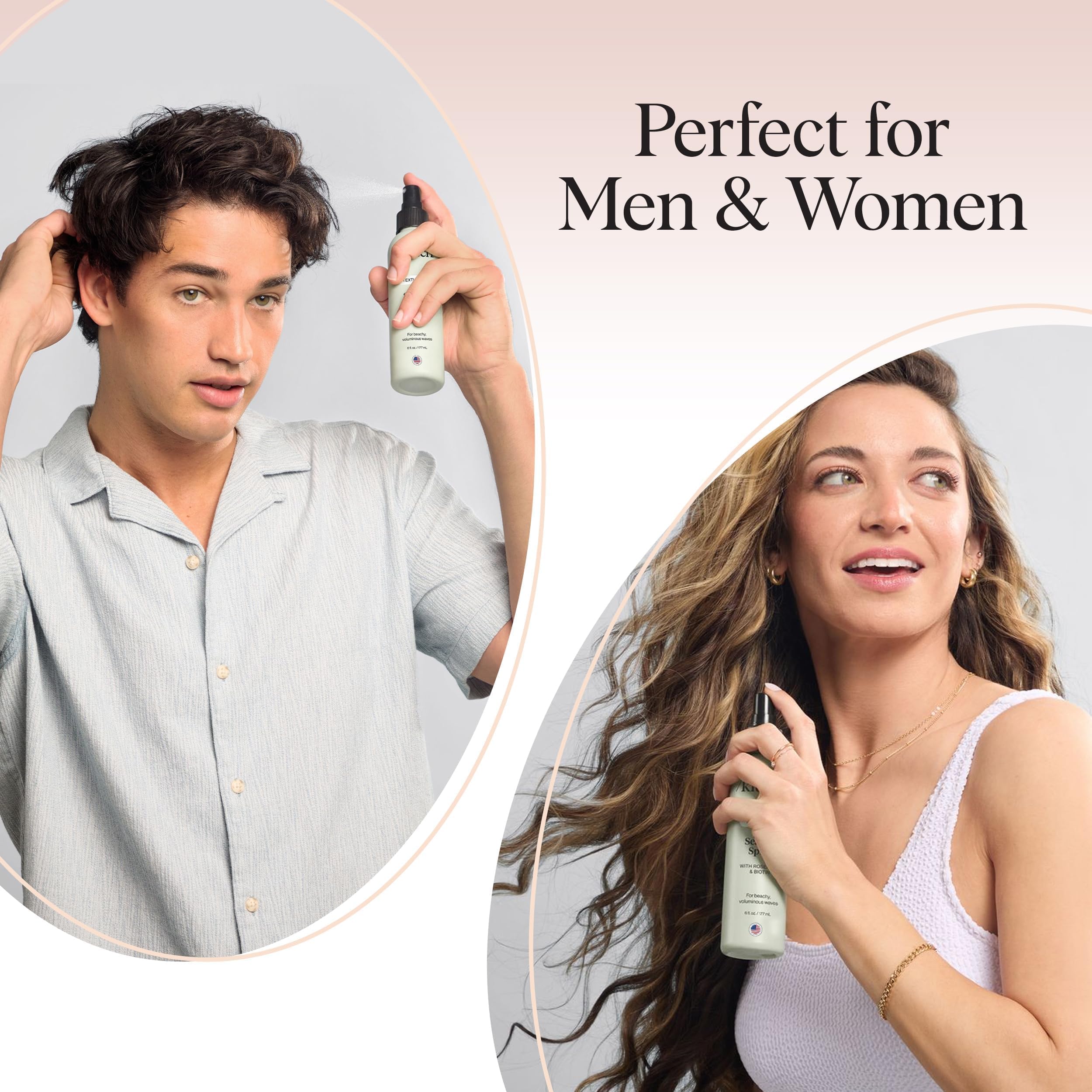 Kitsch Sea Salt Spray frizz-control in humidity scenario delivering touchable texture.