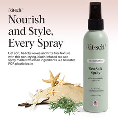 Kitsch Sea Salt Spray on hair waves shows natural texture and subtle shine.
