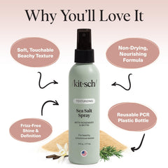 Kitsch Sea Salt Spray textured-hair close-up reveals relaxed volume and definition.