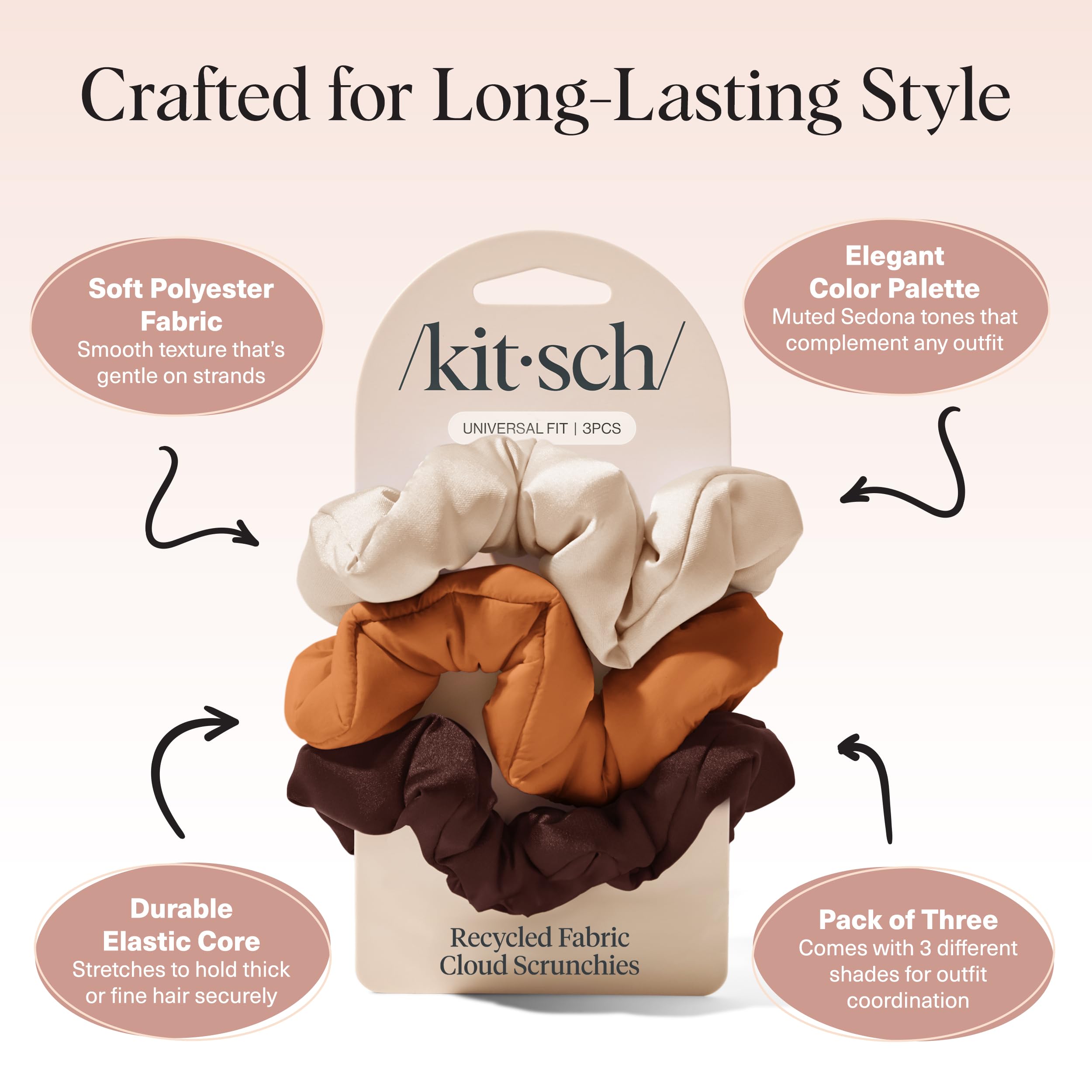 Kitsch Sedona scrunchies bun, comfortable roomy grip for chic messy buns