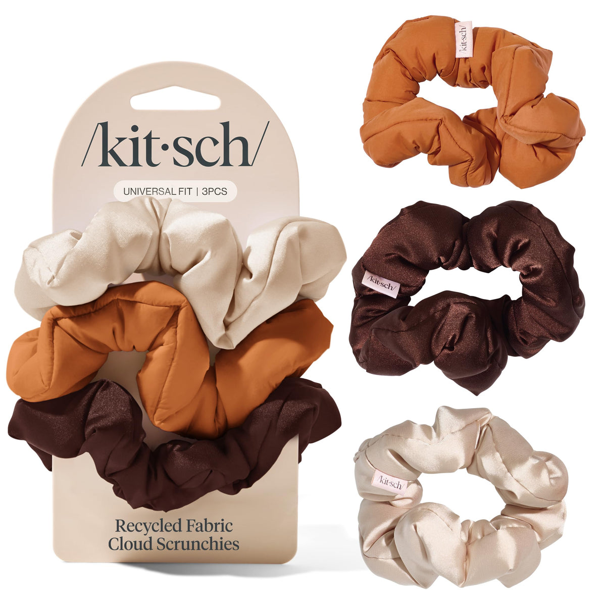 Kitsch Sedona scrunchies pack 3pc, ideal for versatile styling and all-day hold
