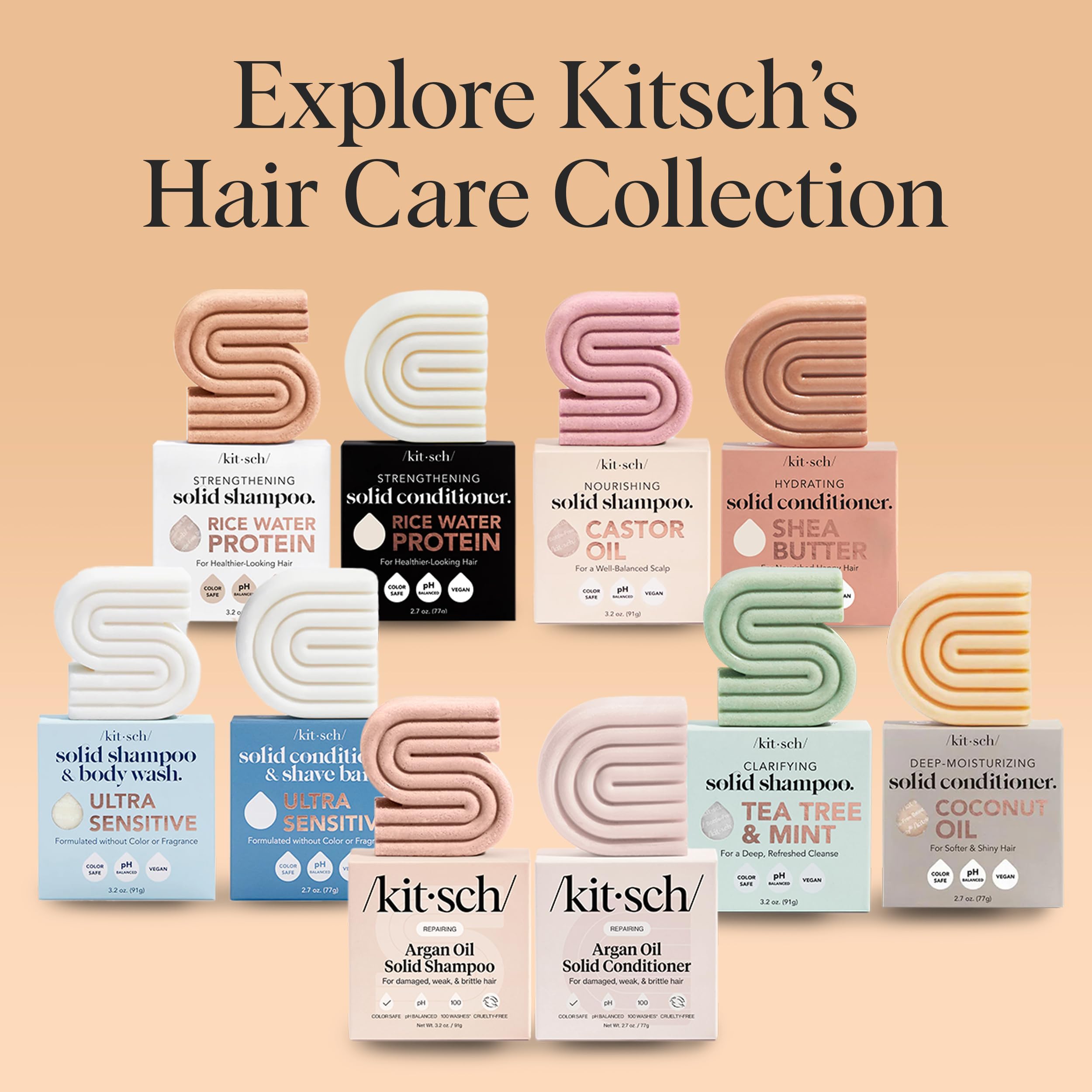 Kitsch Shampoo Bar application shows gentle cleanse suitable for all hair types.