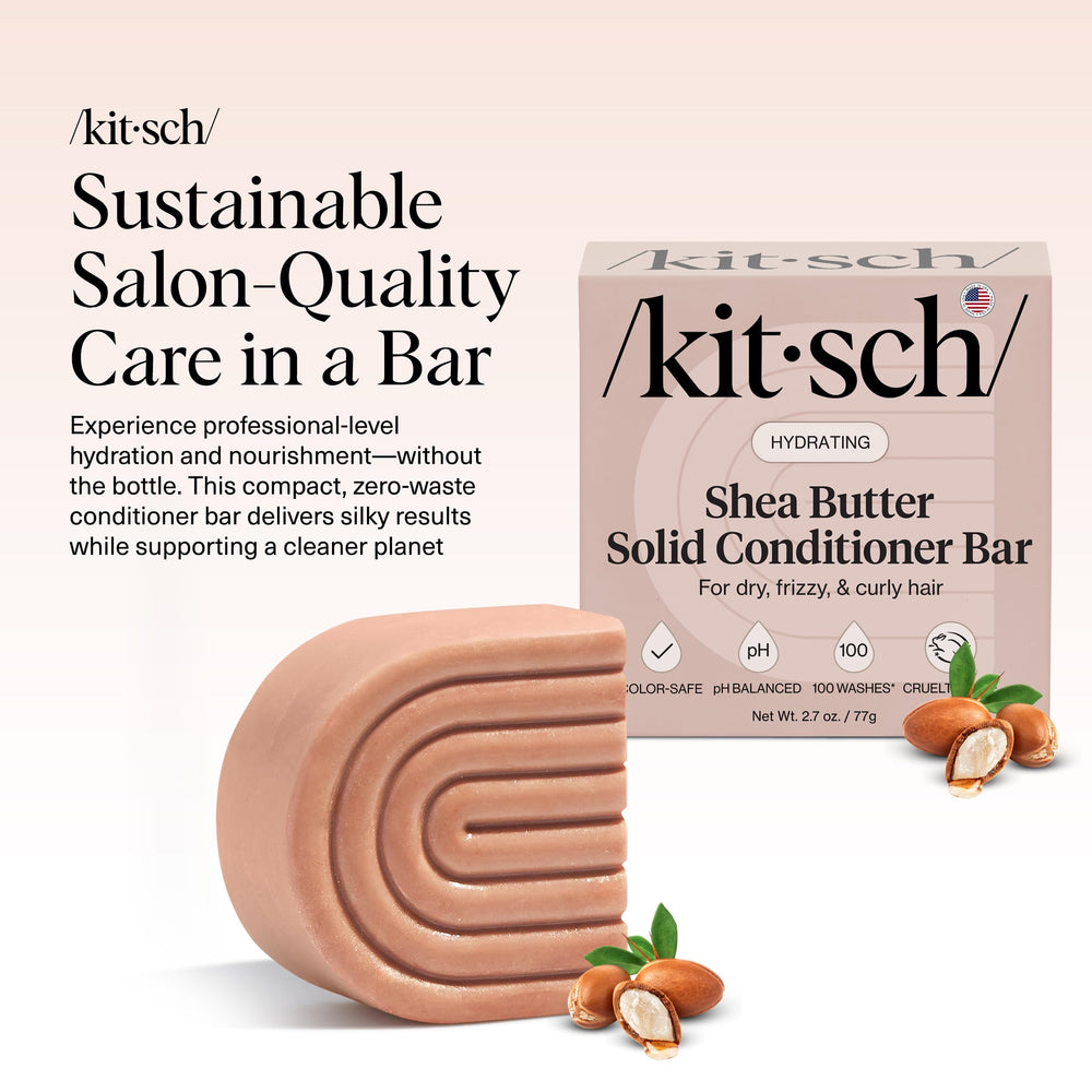 Kitsch conditioner bar on hair delivers soft, hydrated, frizz-free results.