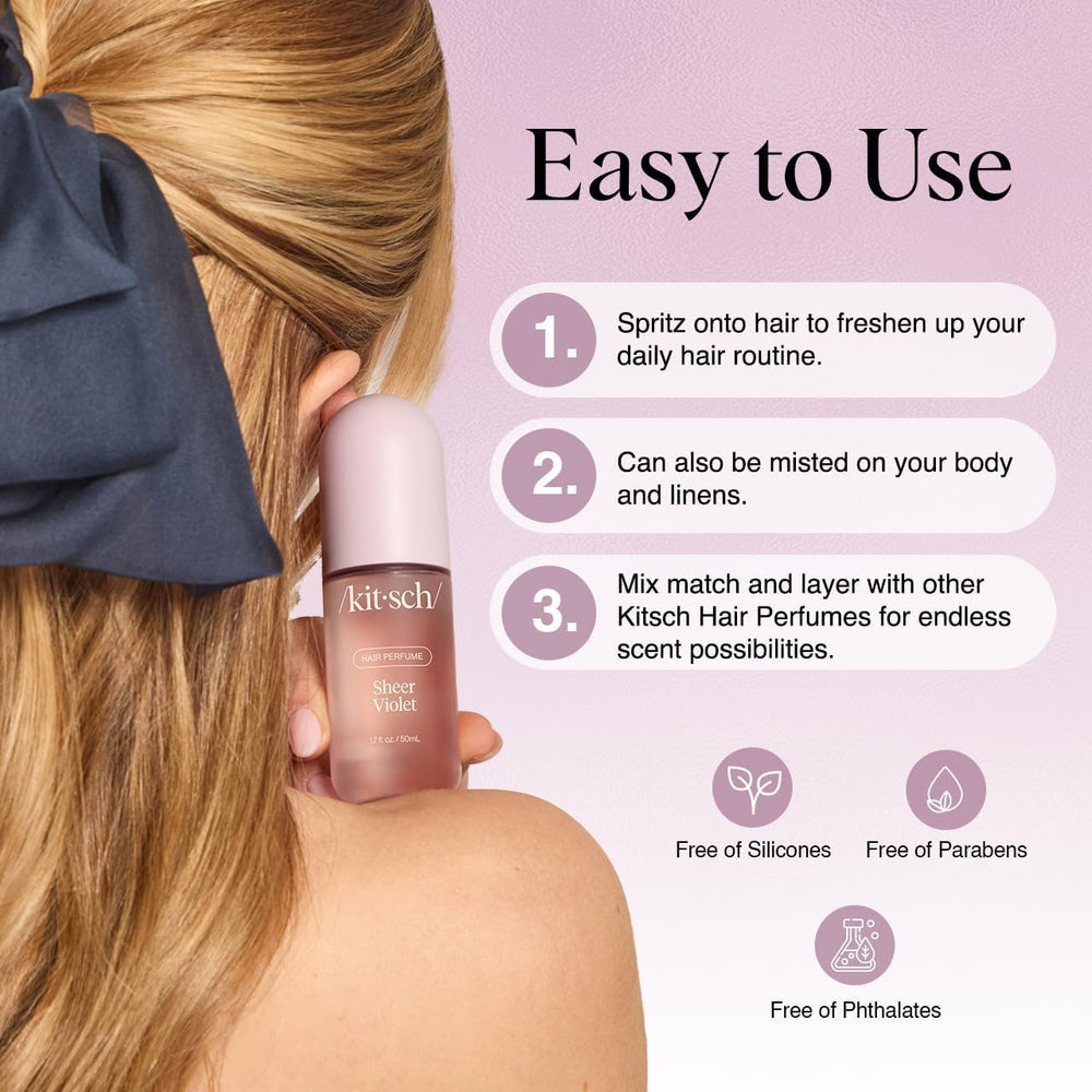Kitsch Sheer Violet spray on skin for quick body refresh.