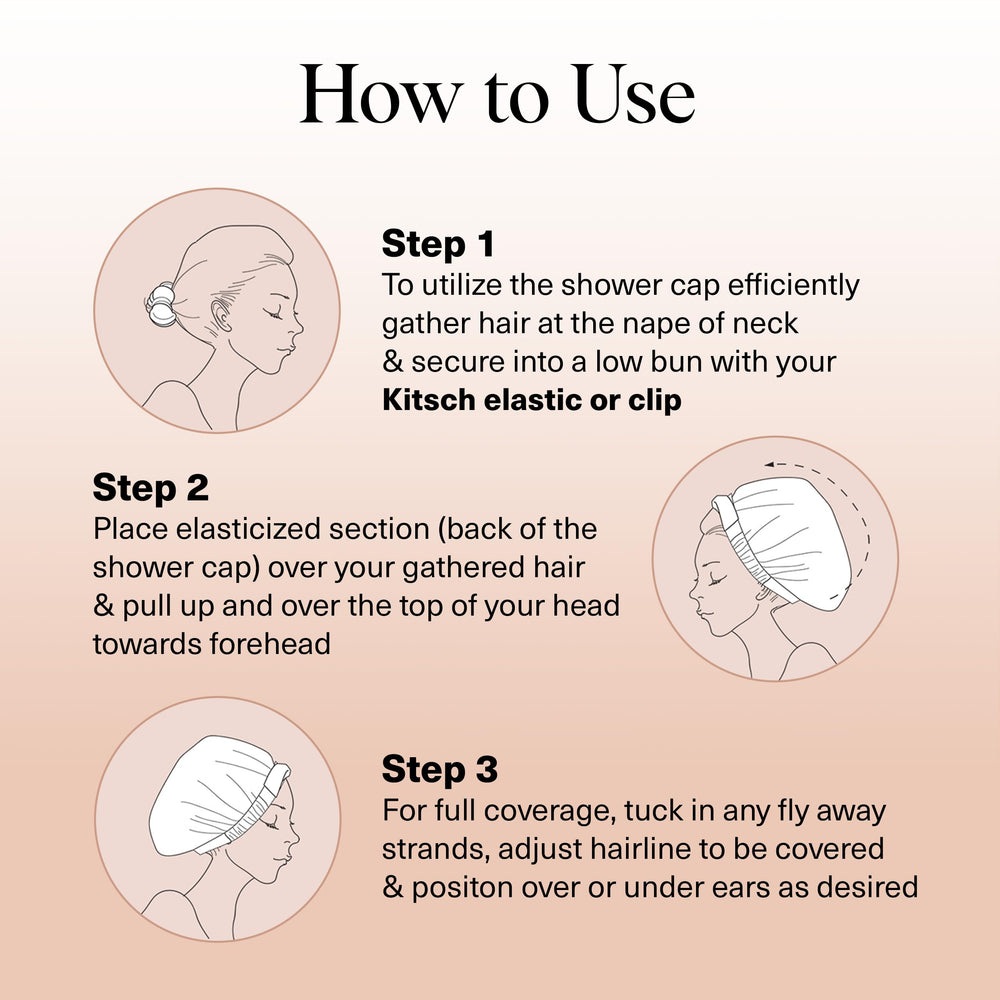 Kitsch wide-fit shower cap for long hair provides full coverage