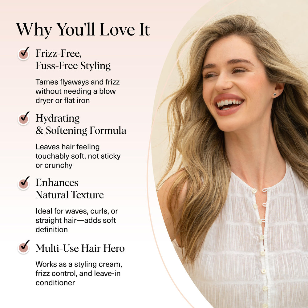 Kitsch smoothing air dry cream texture swatch highlights enhanced natural waves with soft, touchable finish.