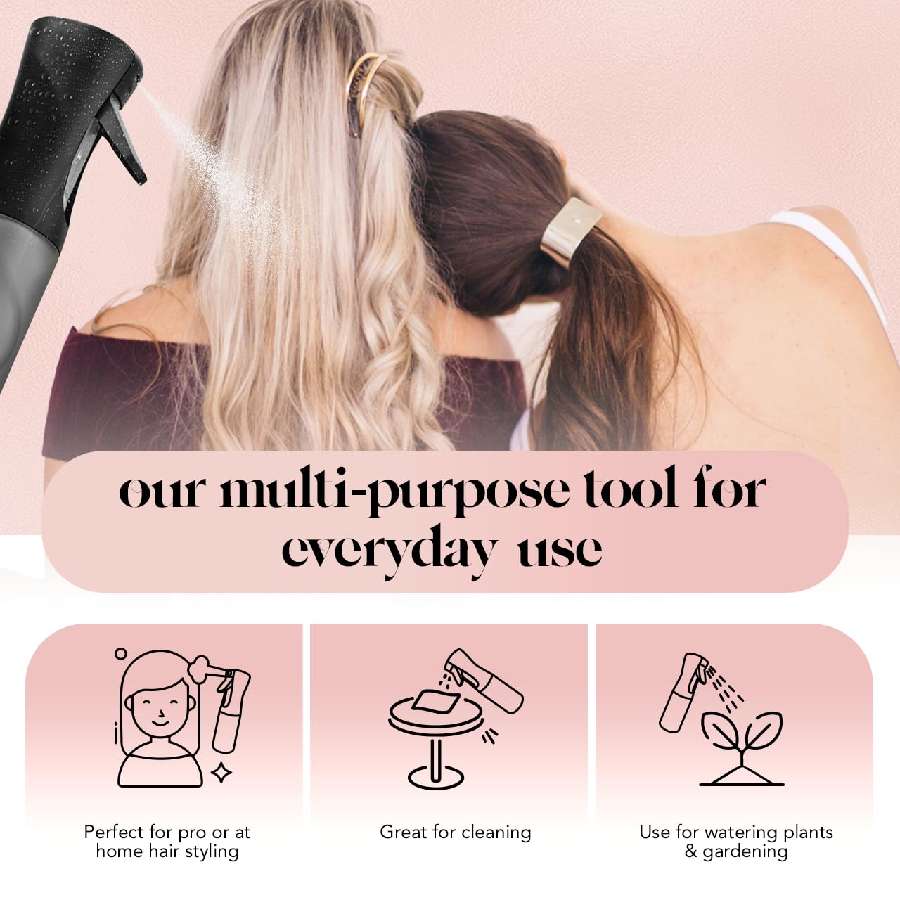 Kitsch light-cleaner spray bottle helps quick cleanups and rituals.
