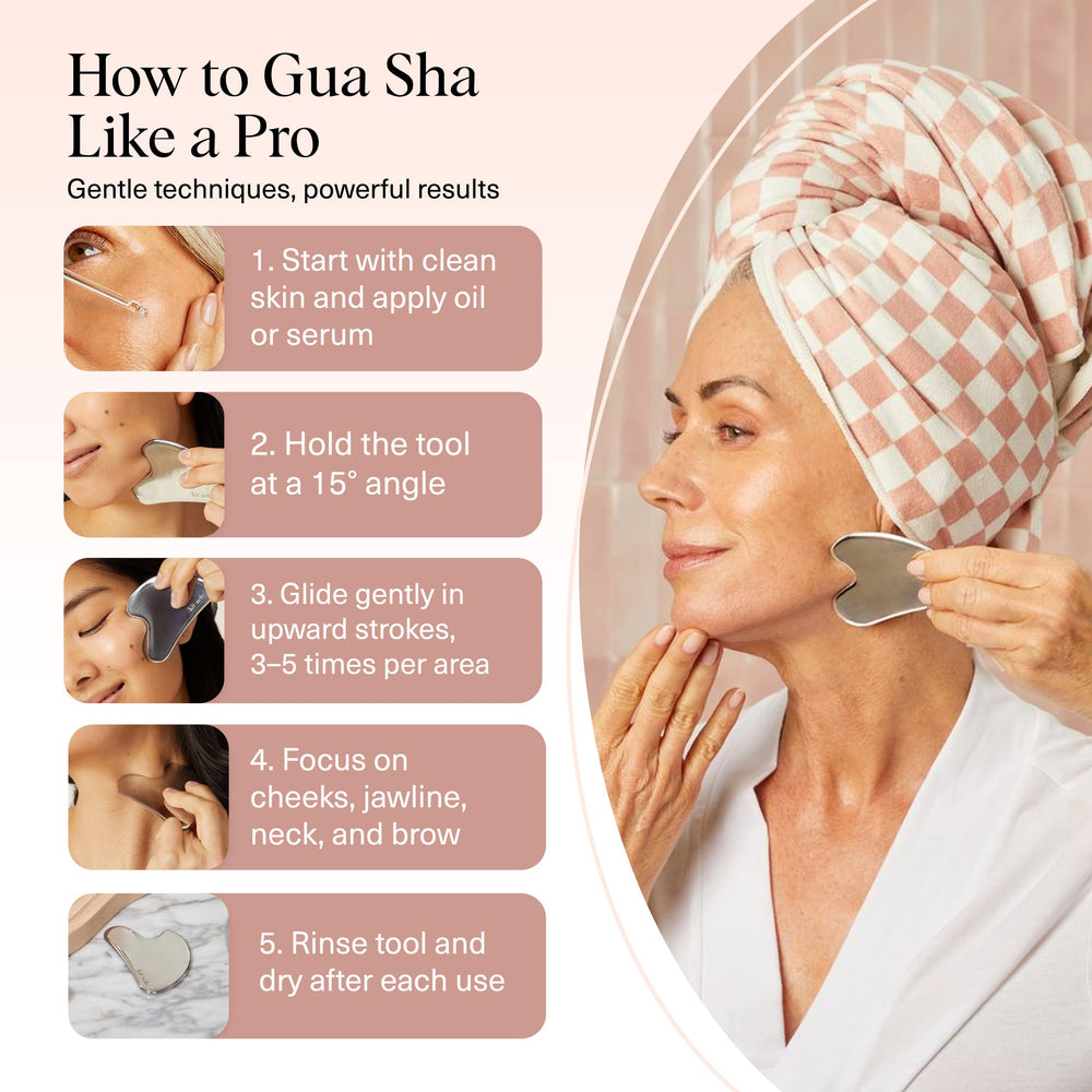 Kitsch gua sha tool being washed to emphasize hygienic non-porous surface