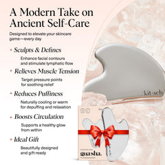 Kitsch gua sha tool on neck for gentle lymphatic drainage routine