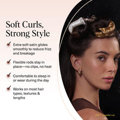 Kitsch satin rods provide overnight comfort for all hair textures.
