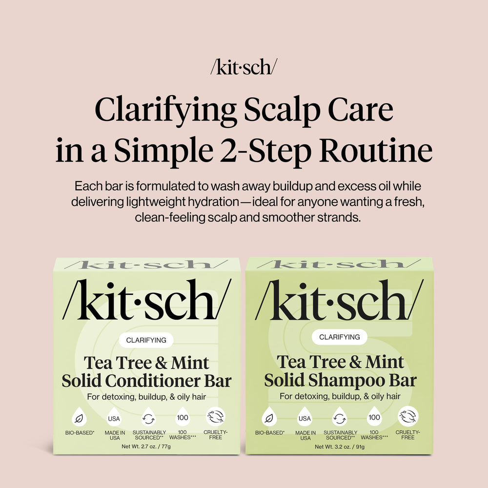 Kitsch Tea Tree Conditioner Bar with mint scent enhances post-shower refreshment.