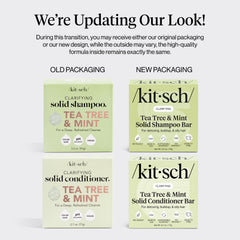 Kitsch Tea Tree Conditioner Bar packaging emphasizes compact, plastic-free care.