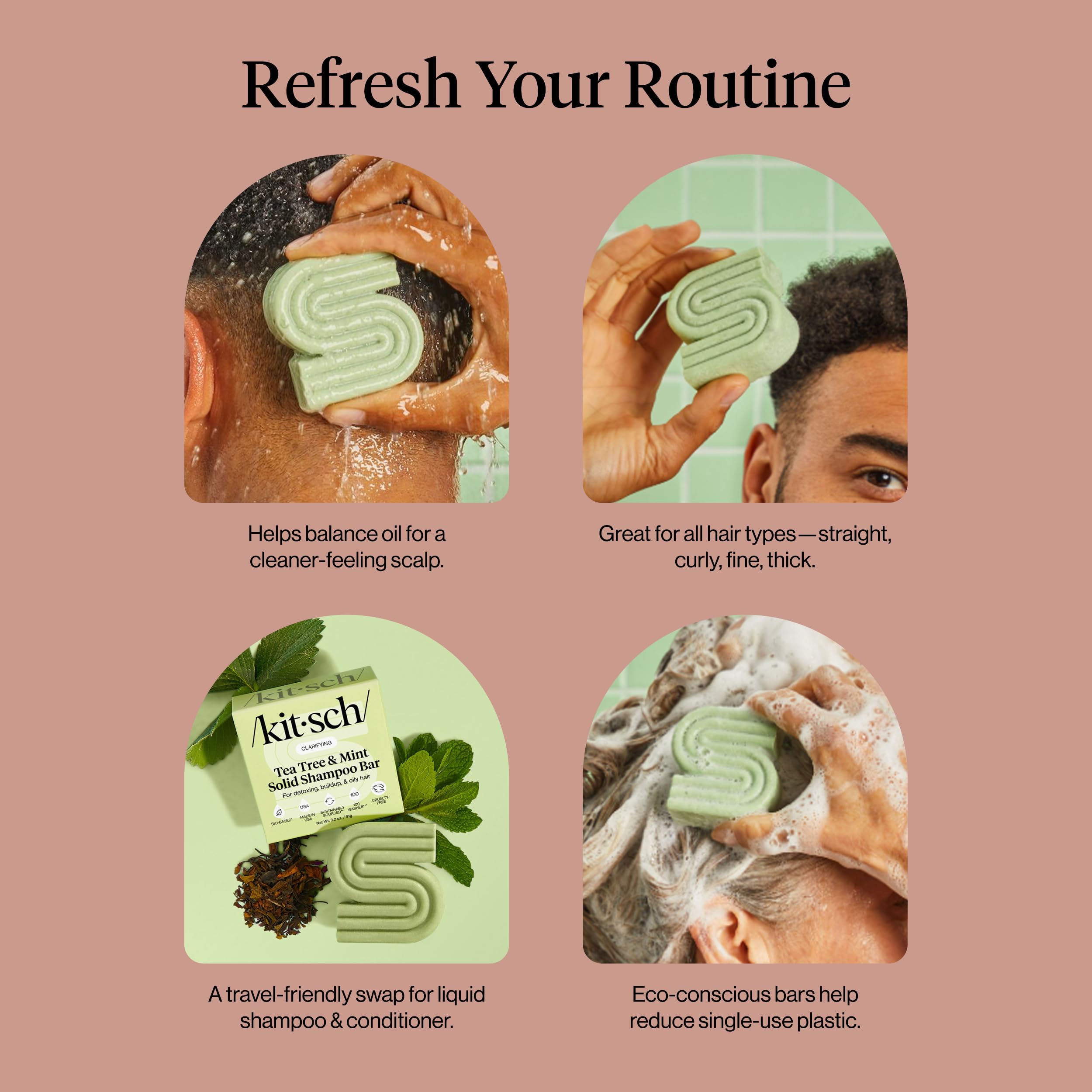Kitsch clarifying bar exfoliates scalp with mint aroma