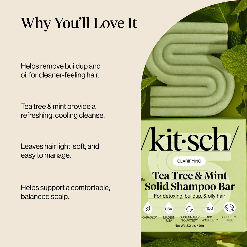 Kitsch ingredients tea tree and mint provide clean scalp feel