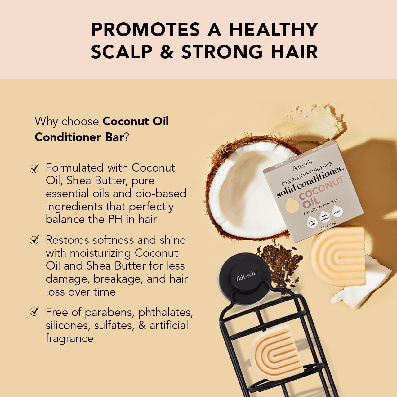 Kitsch Tea Tree Shampoo Bar cooling mint action soothes scalp.