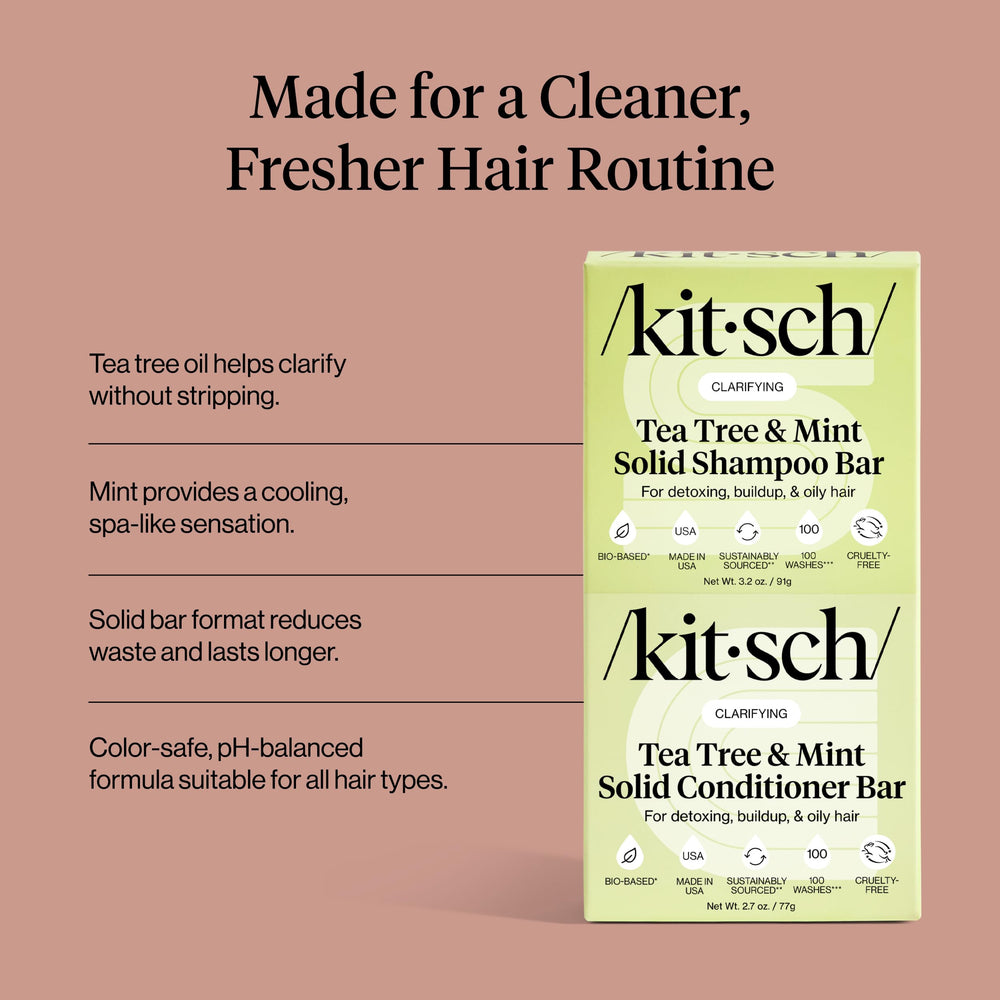 Kitsch Tea Tree Shampoo Bar with mint scent for a refreshing wash ritual.