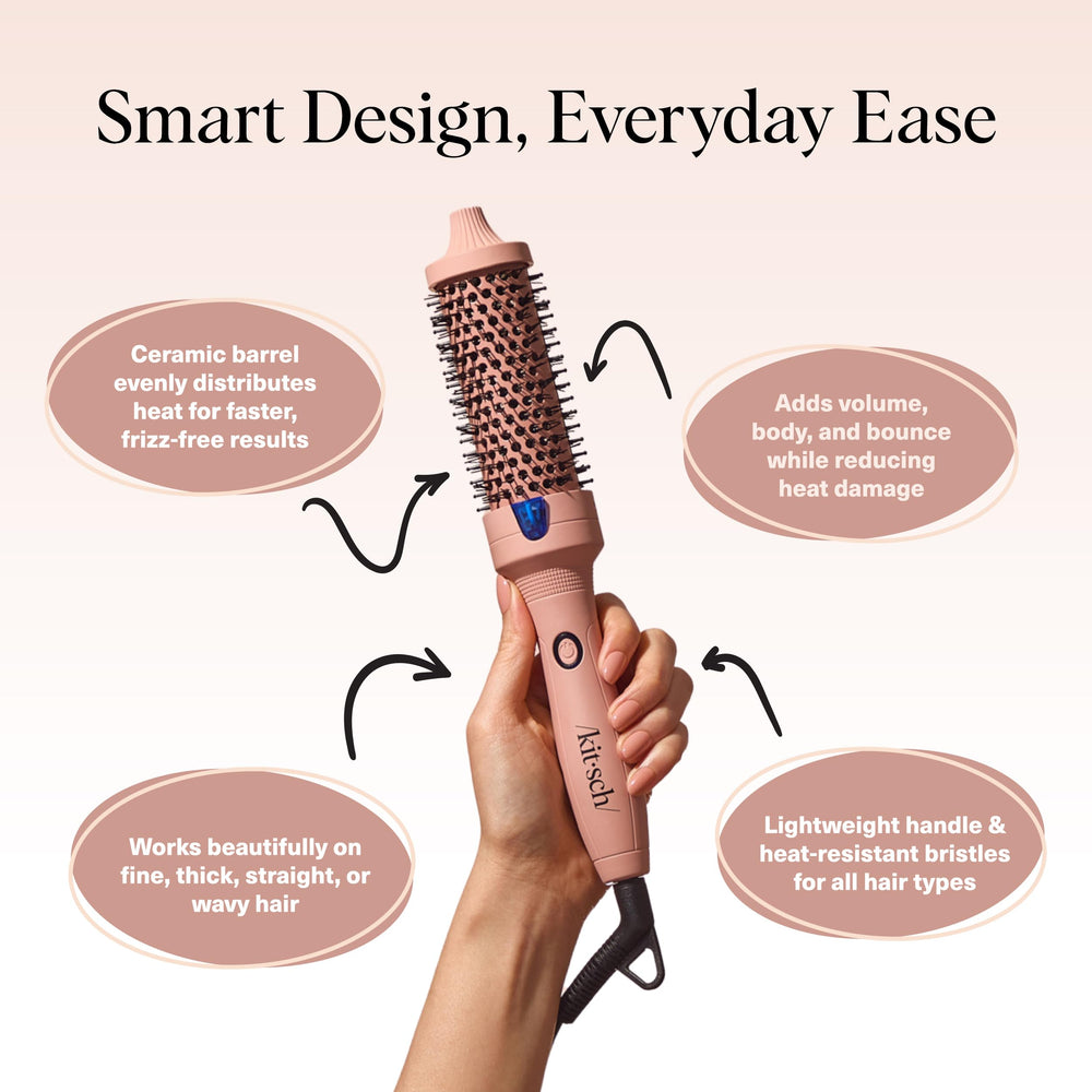 Kitsch Thermal Brush detangling action reduces tugging during styling.