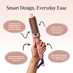 Kitsch Thermal Brush detangling action reduces tugging during styling.