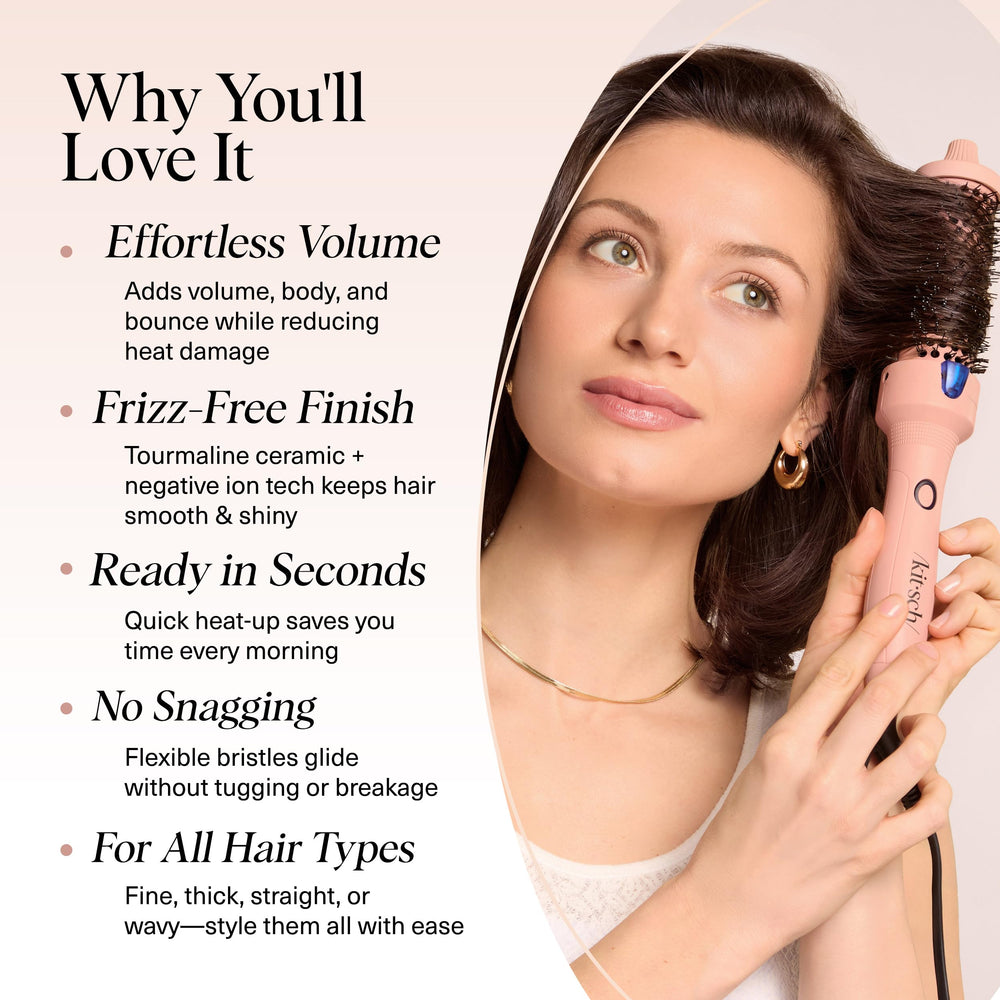 Kitsch Thermal Brush heat-resistant bristles glide through hair without snagging.